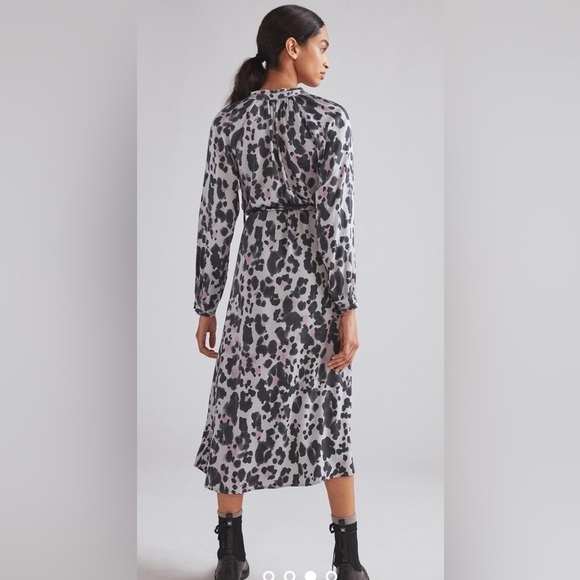 Anthropologie Cloth & Stone Leopard Midi/Maxi Dress Purple Modern Animal Print - Picture 3 of 16